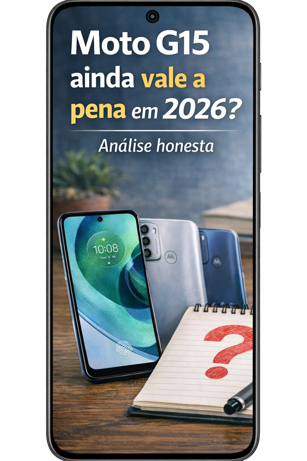 Smartphone Moto G15 em análise em 2026